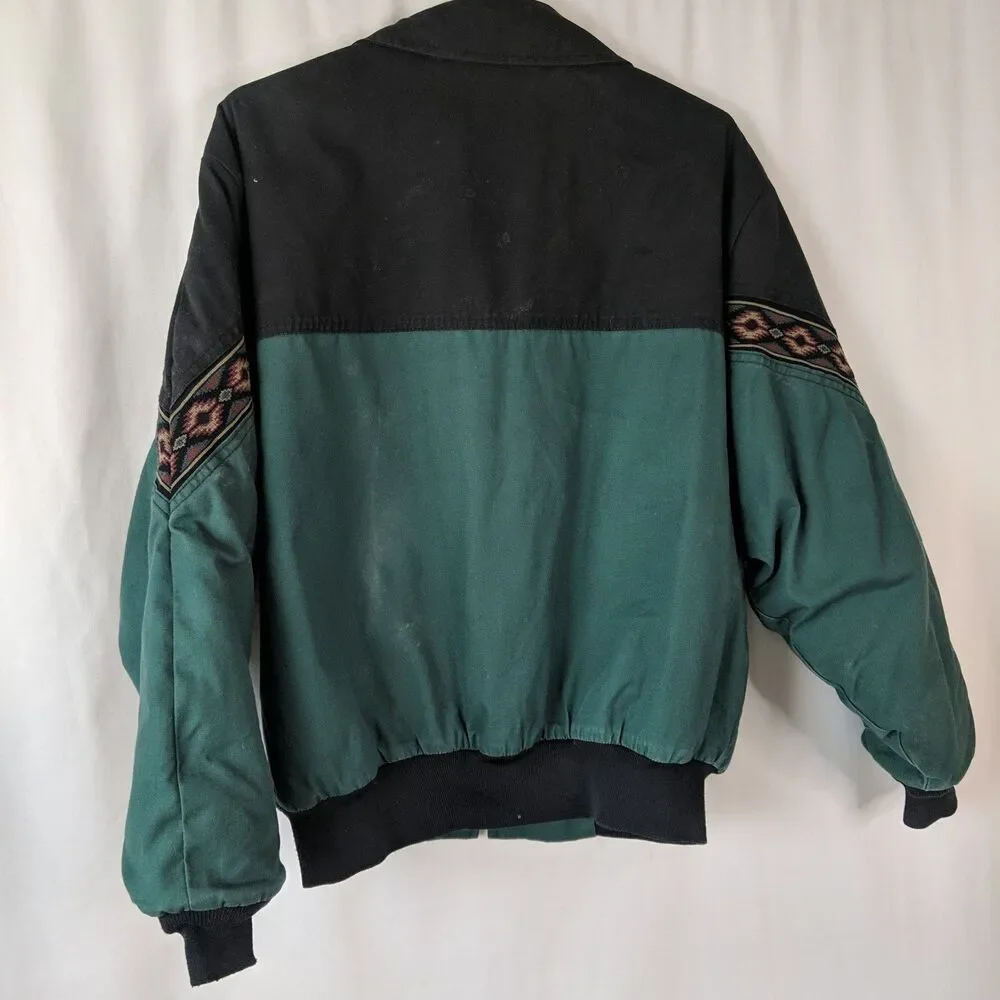 Canyon Guide Outfitters Aztec Blanket Lined Bomber Jacket Men Large USA Vintage